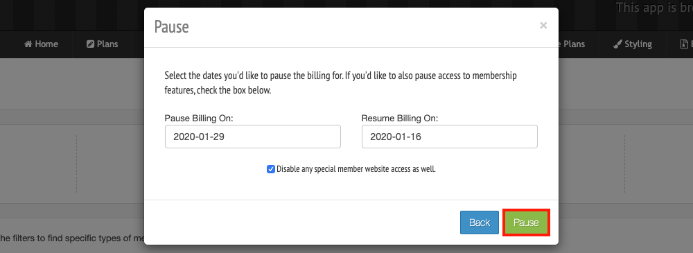 Select Pause