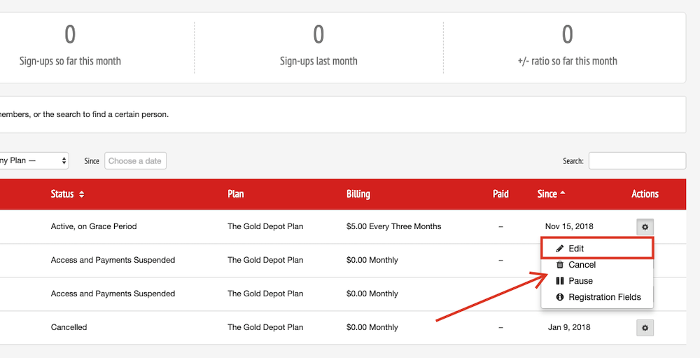 From the Actions dropdown menu, select Edit (first option)