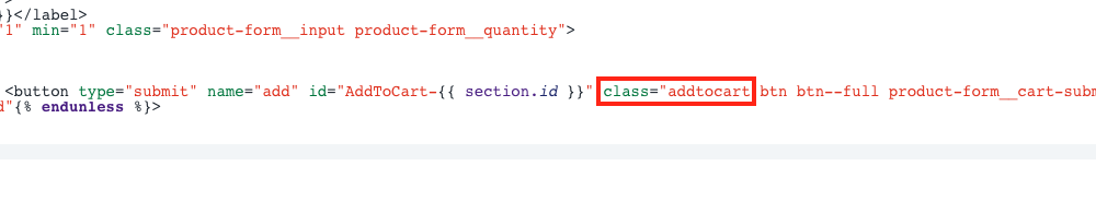 Add 'addtocart' to the start of the add to cart button's class name