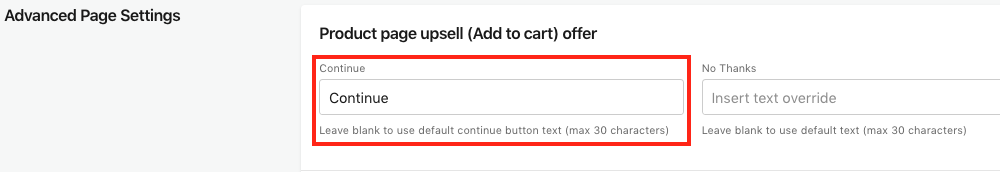 Product page upsell (add to cart) offer - Continue Screenshot