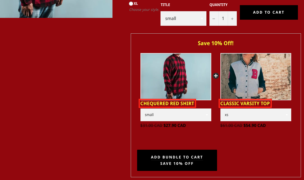 Product Title Example in Bundle Widget