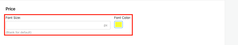 Price Font Size and Font Color Setting