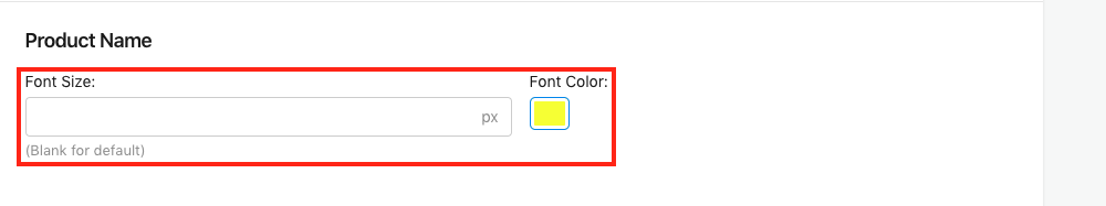 Product Name Font Size and Font Color Setting