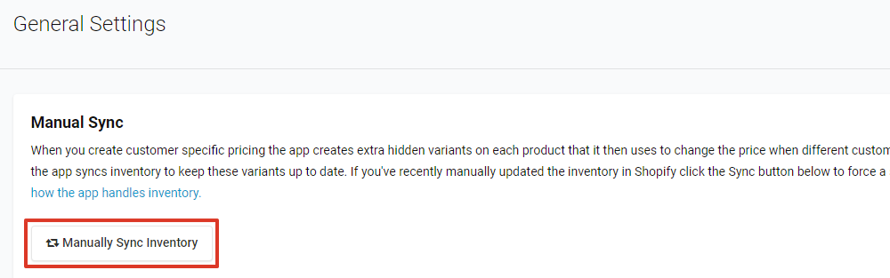 Select Manually Sync Inventory