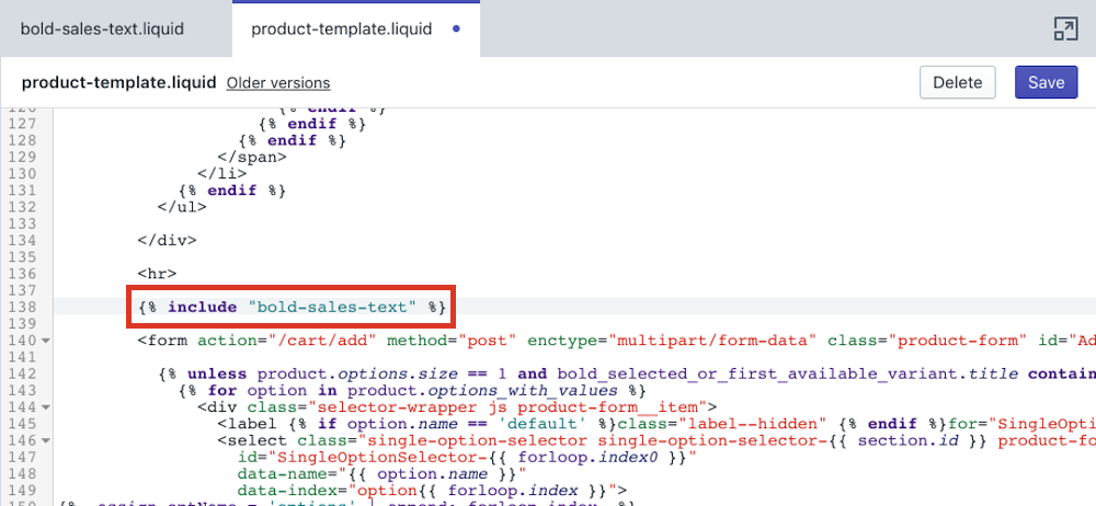 Include bold-sales-text