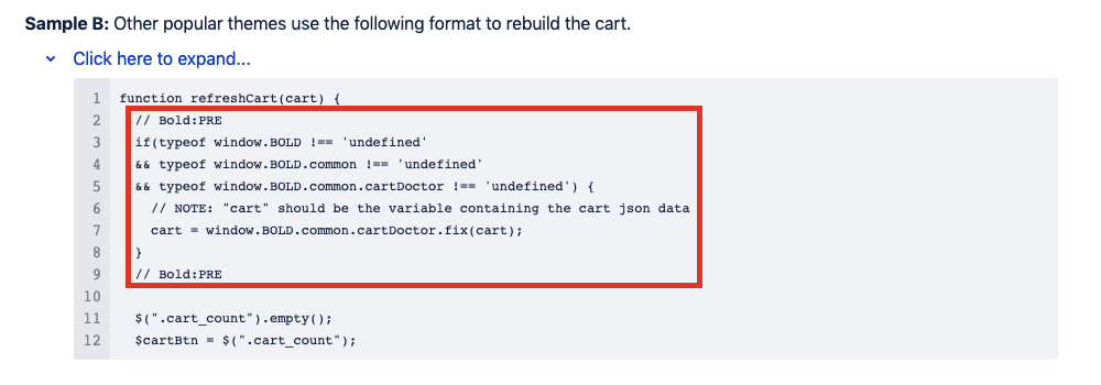 Refresh Cart Example