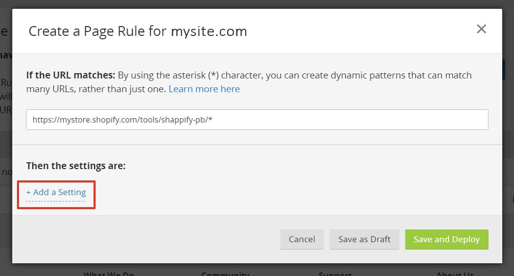 Select Add a Setting