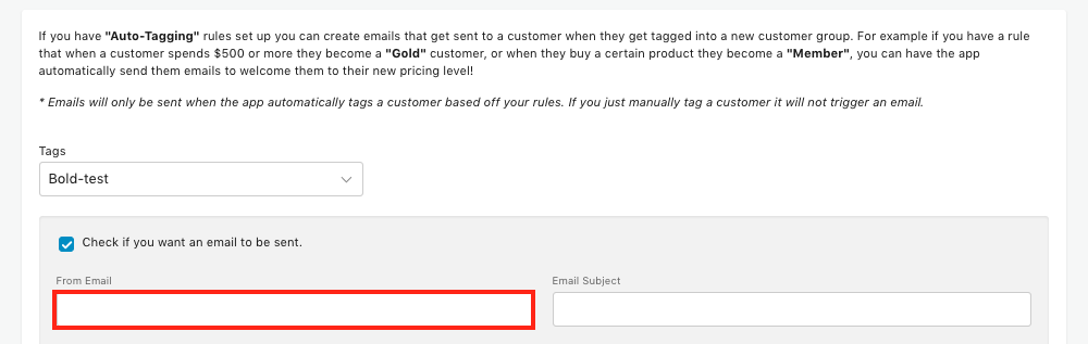 Fill in the from email