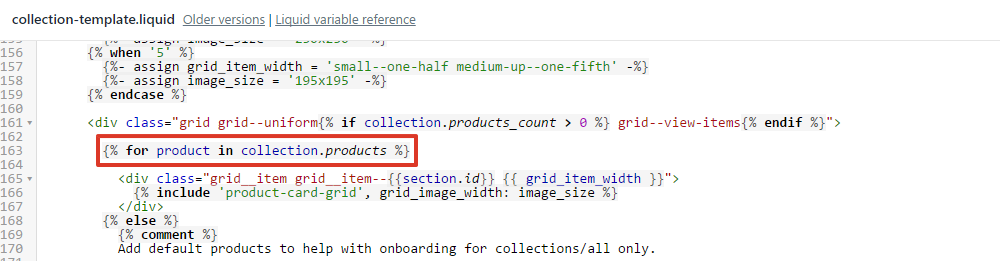 Find the code: for product in collection.products