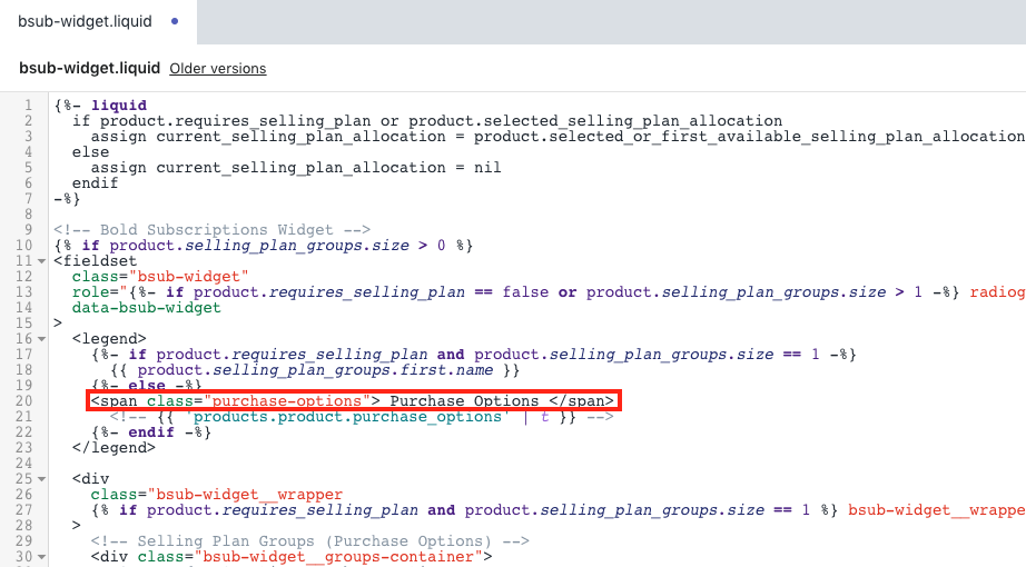 Purchase Options Code