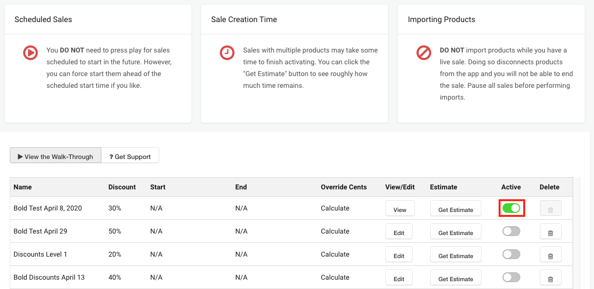 Discount Toggle Example
