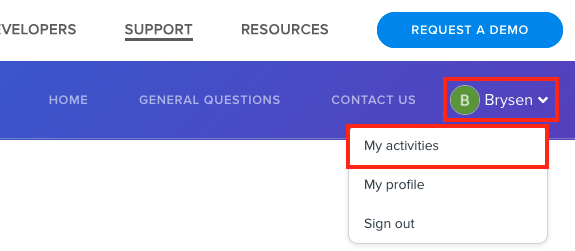 Select Account Icon, then My Activities