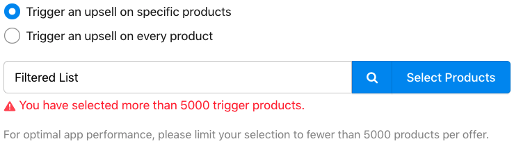 Error Example of Choosing over a collection with over 5000 products
