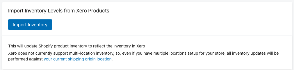 Import Inventory levels from Xero
