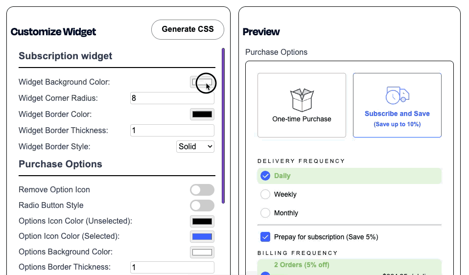 Advanced Subscription Widget Customization