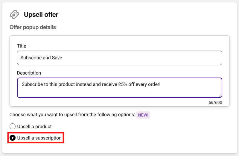 Upsell a subscription