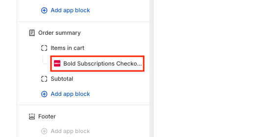 Drag block under Items in cart