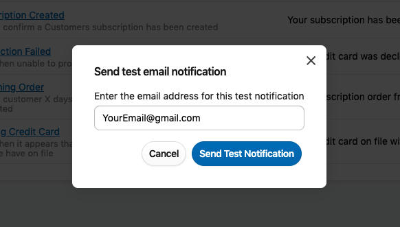 Enter Email for Test Email