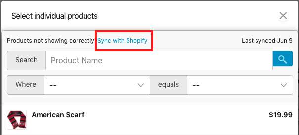 Sync the Product Selector