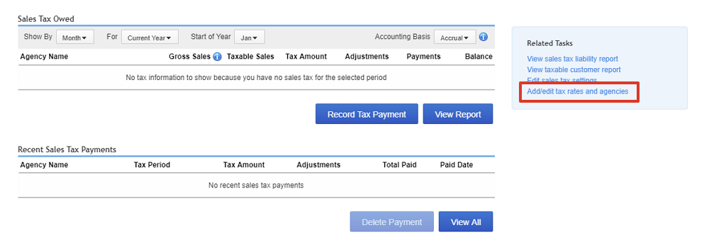 Step 3 - Select Add edit tax rates and agencies