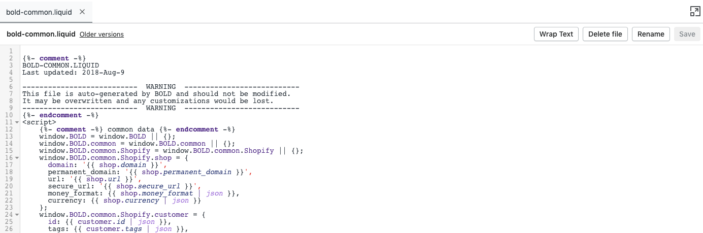 Bold-common code example