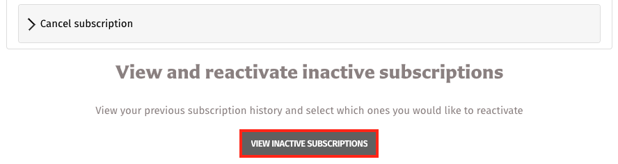 View Inactive Subscroptions button
