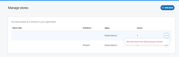 Remove store Account Center