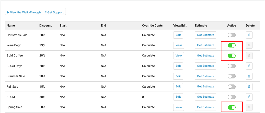 Active Discount Groups