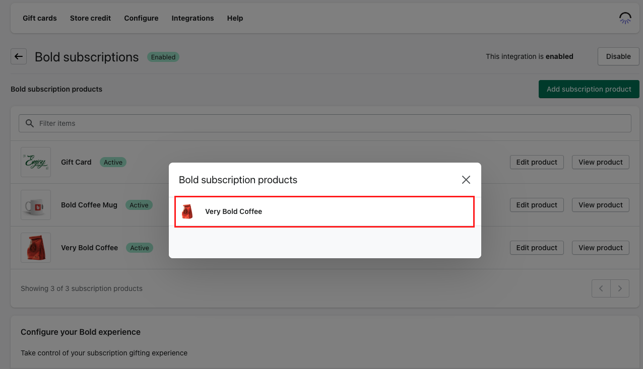 Select Subscription Product