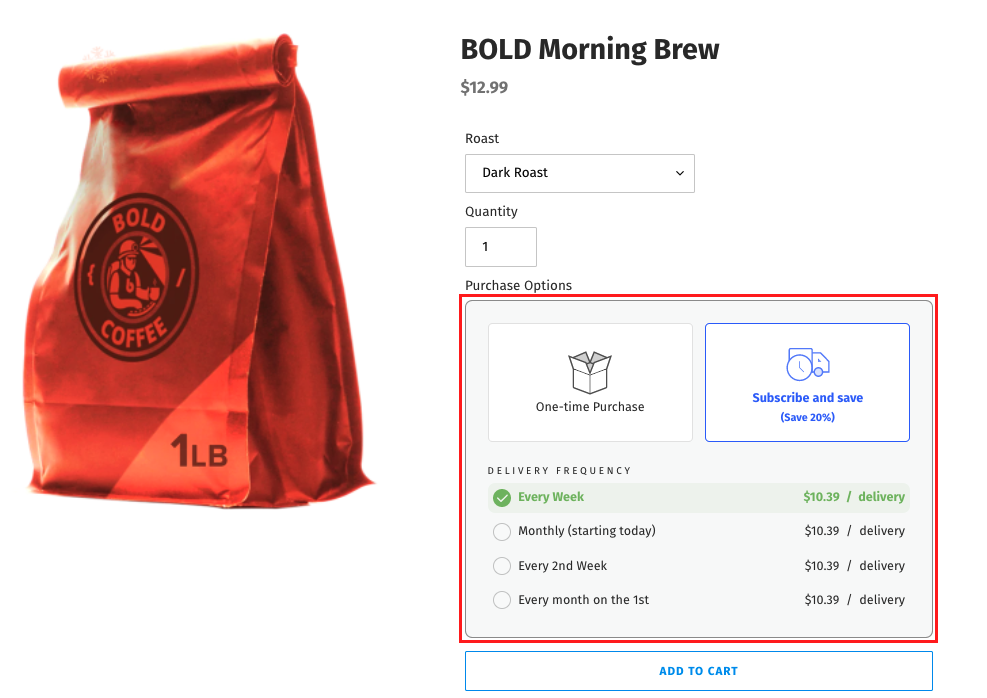Subscription Widget on Product Page