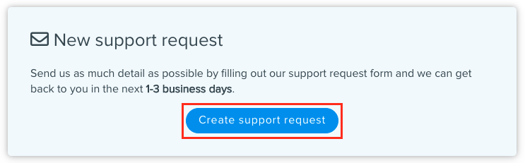 Create support request button