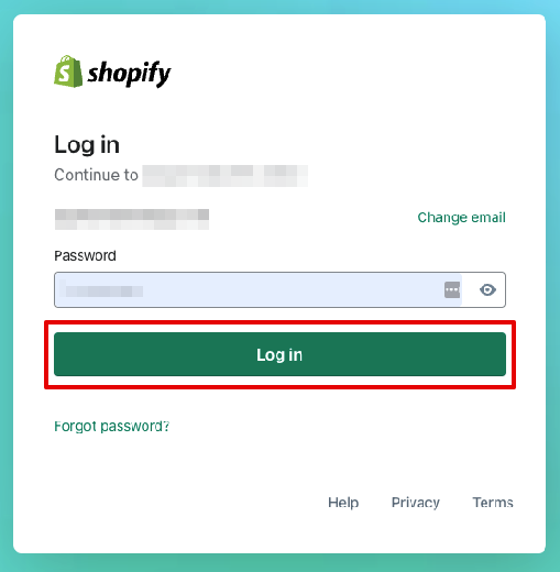 Log in to Shopify