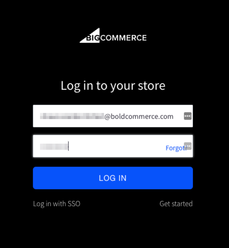 Log in to BigCommerce