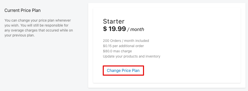 Select Change Price Plan