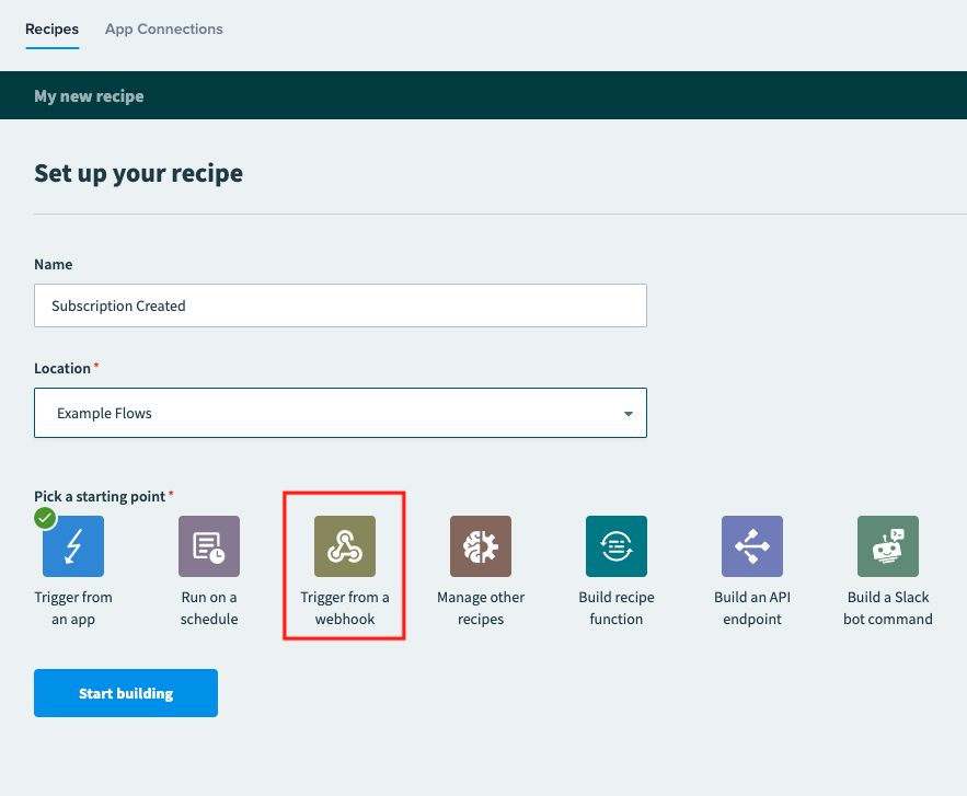 Trigger from a webhook