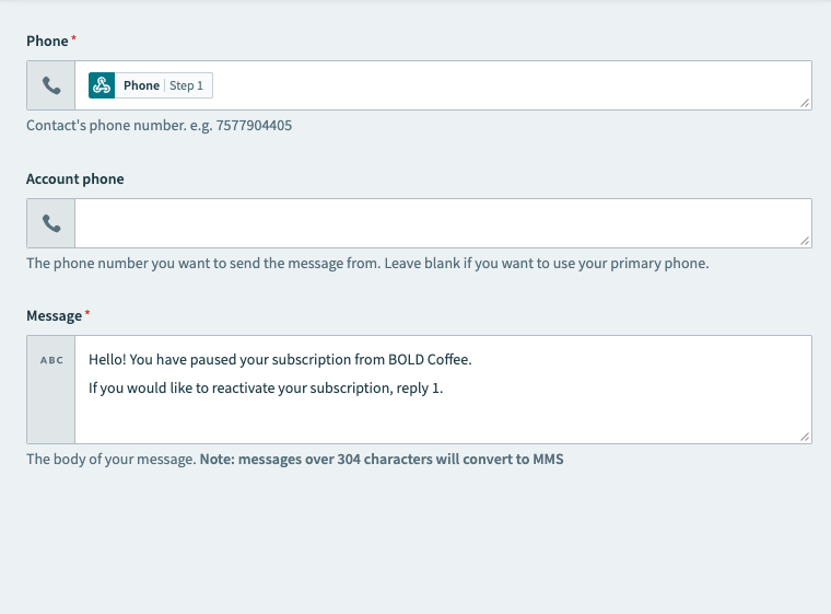 Paused Message field