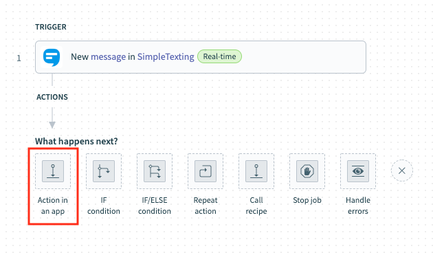 Action in an app