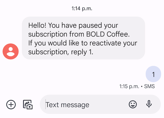 Paused Subsription SMS